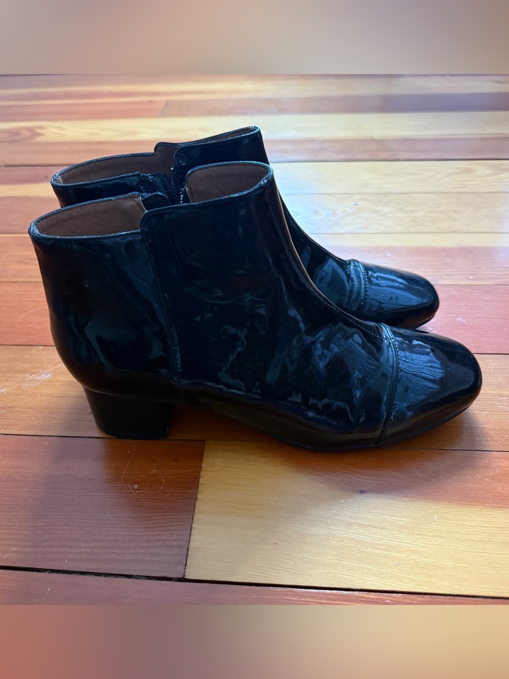 Black Patent Leather Ankle Boots